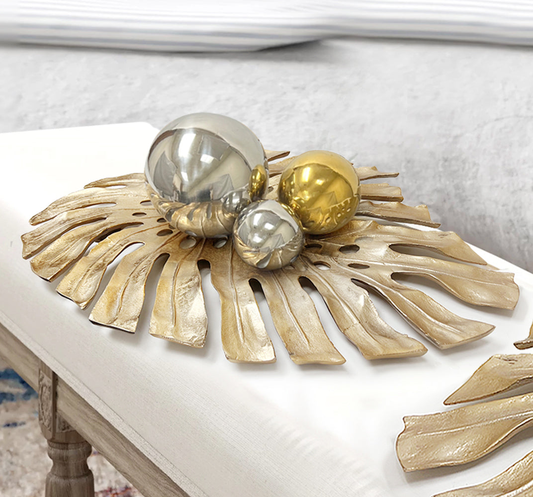 Galore Home Monstera Scultura da Parete Metallo Oro Large