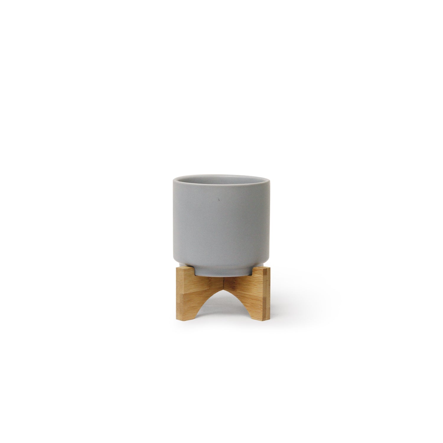 Galore Home vaso ceramica azzurra small con stand legno