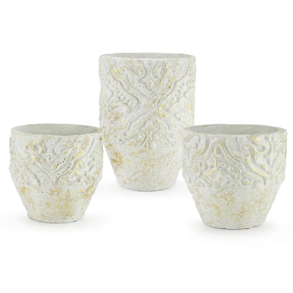 Galore Home Distressed portavaso ceramica bianco oro piccola