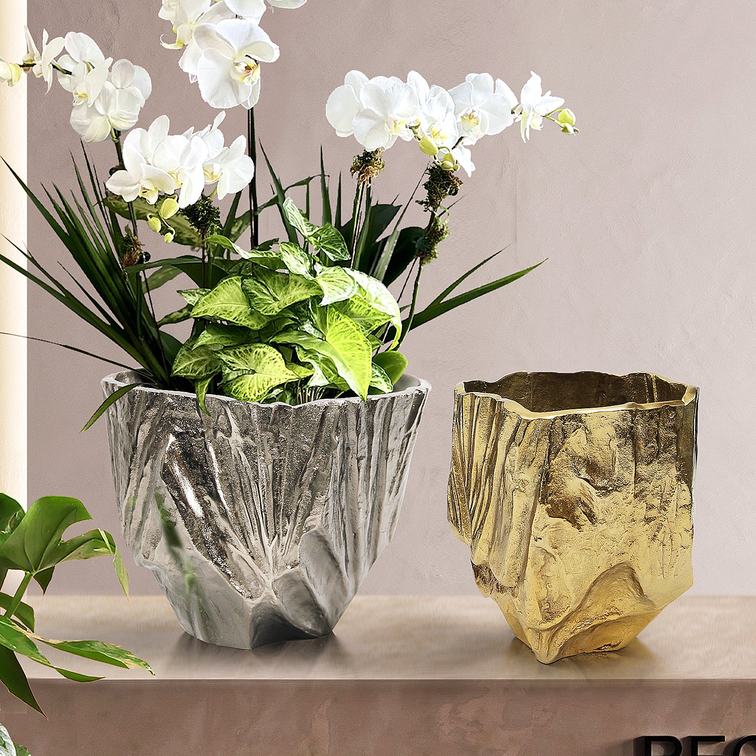 Galore Home Golden Flare vaso alluminio oro grande