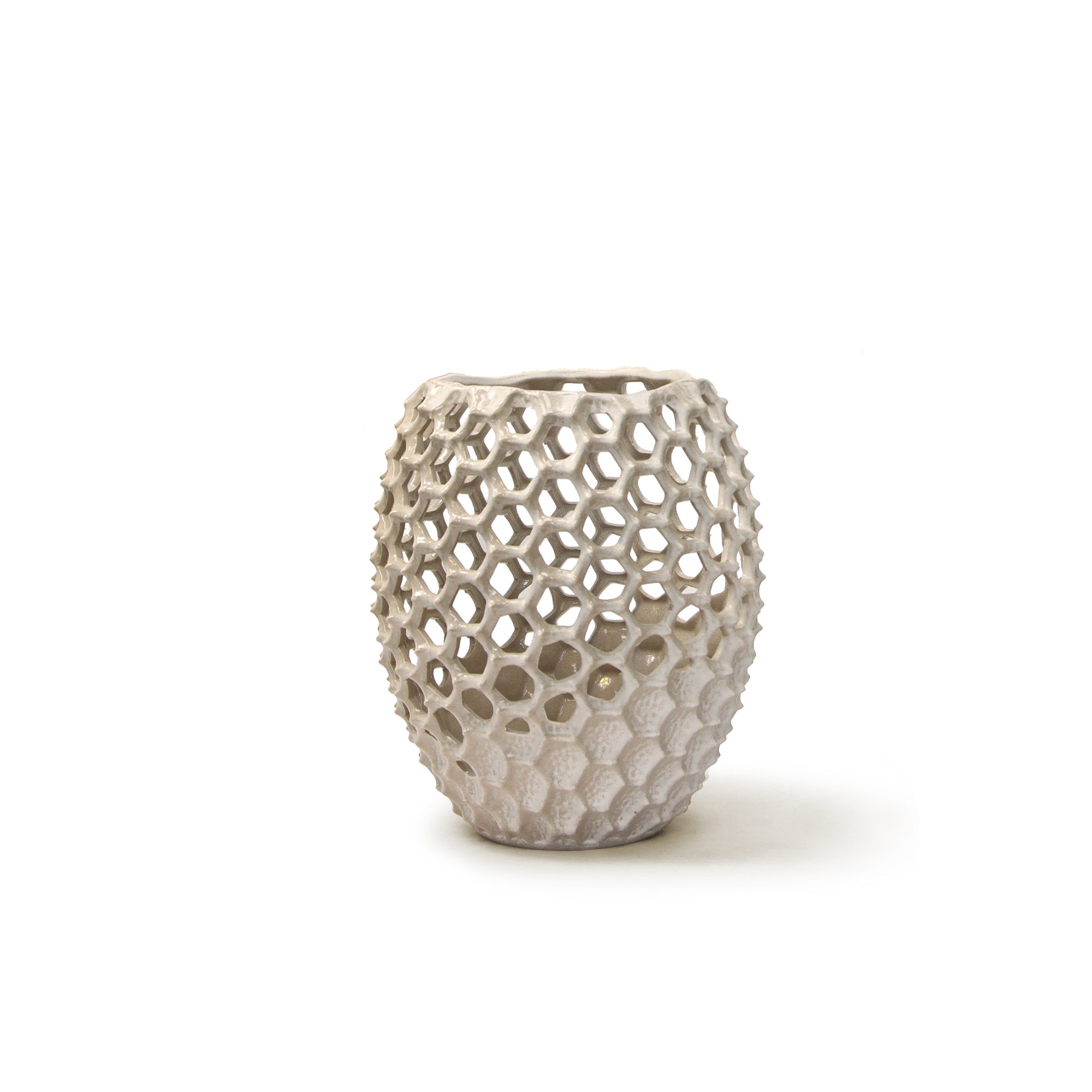 Galore Home Lunaria vaso ceramica beige basso traforato
