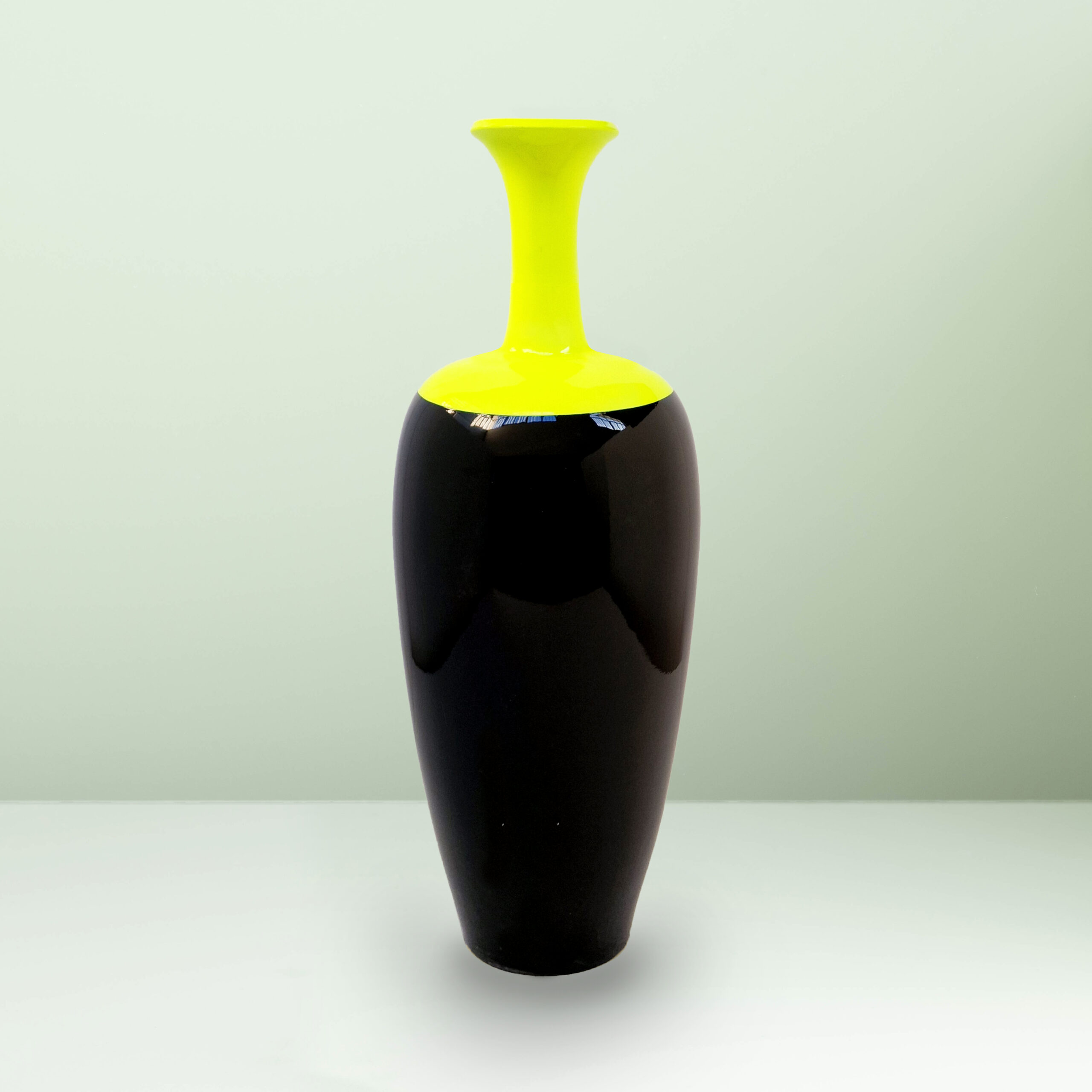 Ceramica Gatti 1928 Motor Valley MV2 vaso giallo fluo 72 cm fatto a mano