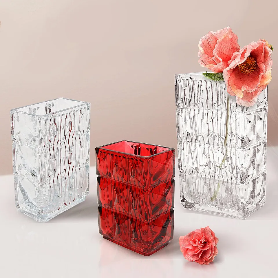 Galore Home Glacial Elegance vaso vetro rosso 20 cm