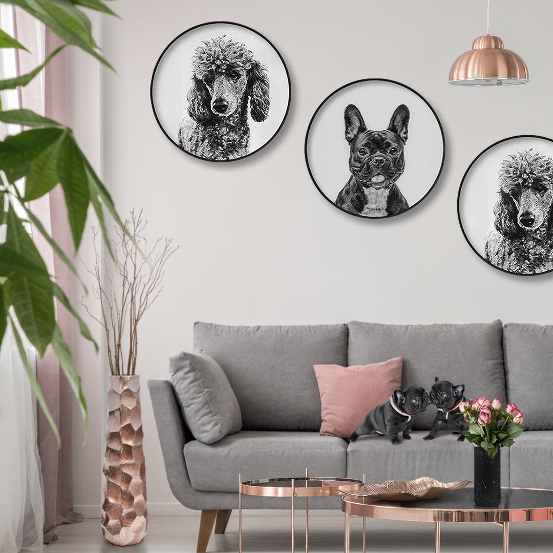 Galore Home Poodle quadro rotondo barboncino 61 cm