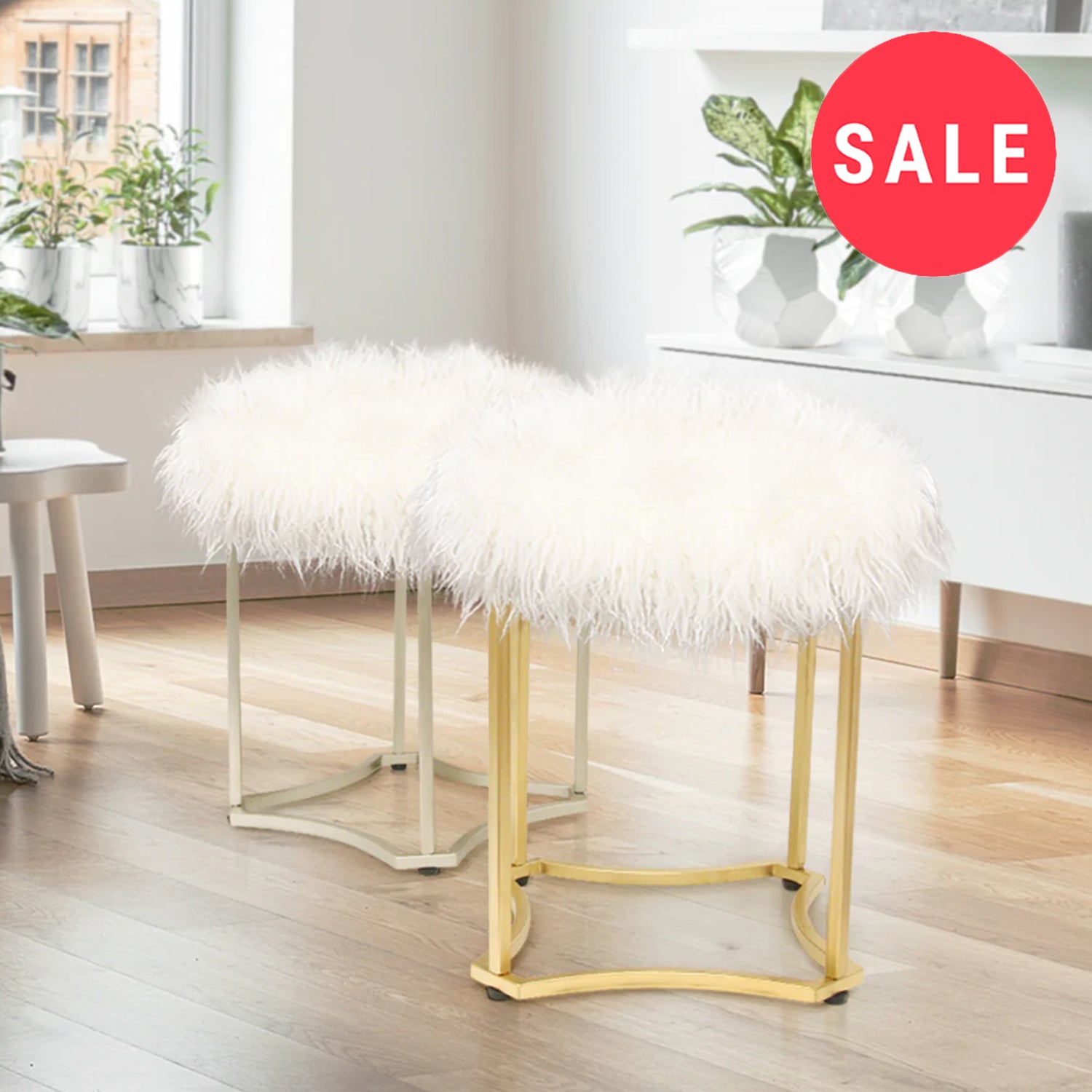 Galore Home Alpaca sgabello pelo oro 46 cm