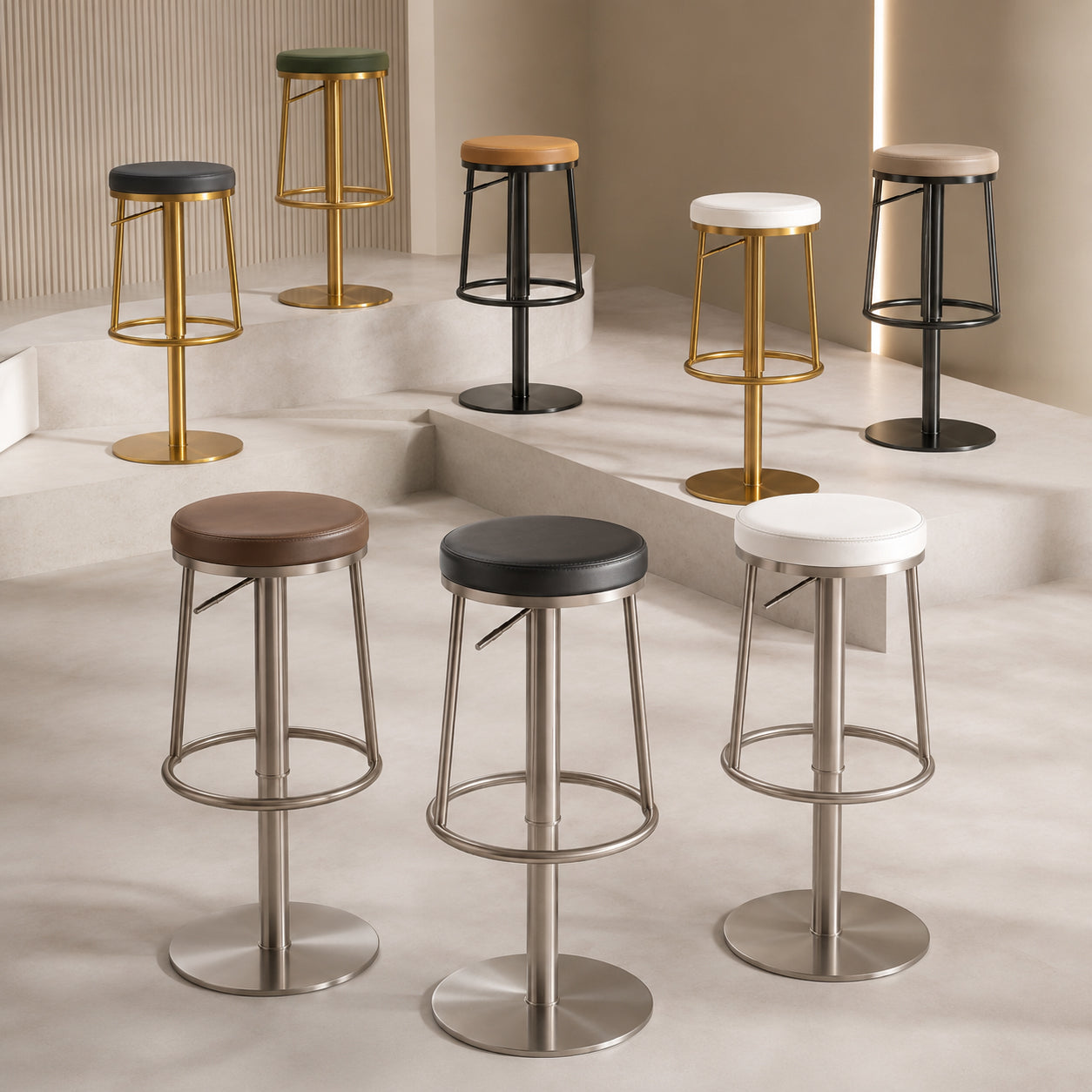 Galore Home Aero Swivel Counter sgabello bar beige regolabile