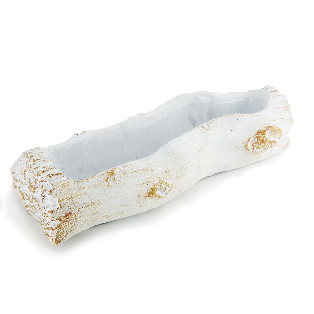 Galore Home Ceramic Log Fioriera Ceramica Tronco Bianca