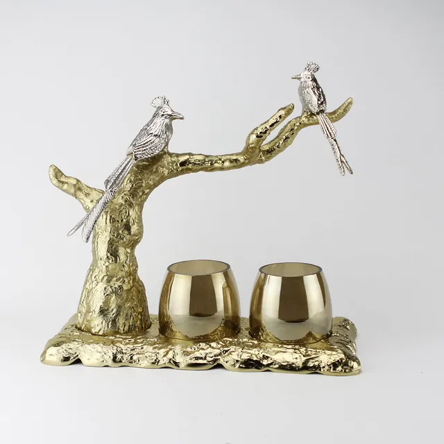Galore Home Cardinal portacandele cardinali oro vetro