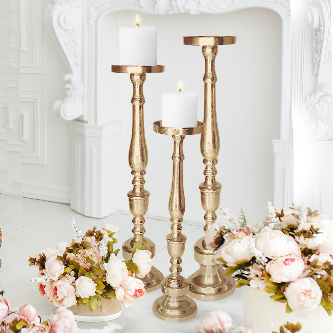 Galore Home Megara 3-2033 portacandele da terra Large oro alluminio