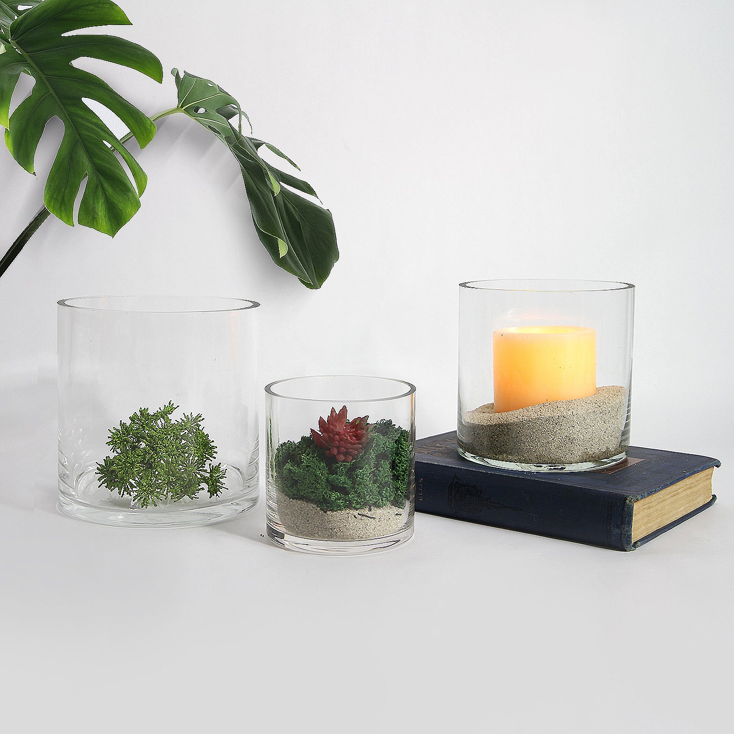 Galore Home Cilindri Vaso Vetro Trasparente 25 cm 4 pz