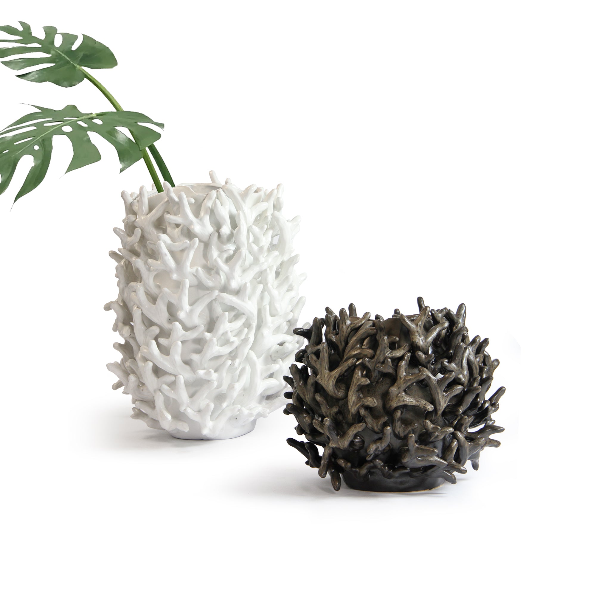 Galore Home Reefform vaso ceramica bianco 31,8 cm