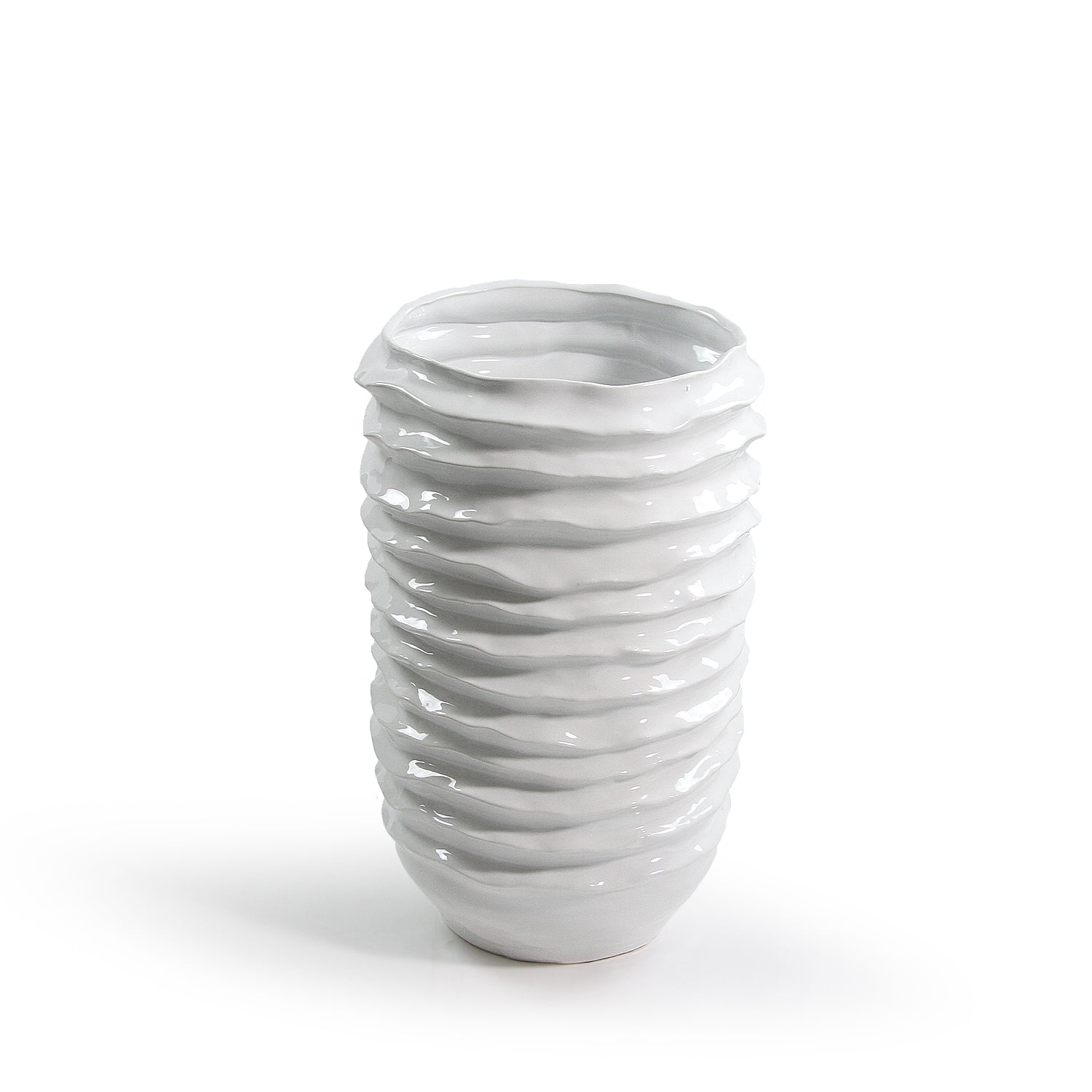 Galore Home Wavy Disk vaso ceramica nero alto bordo ondulato