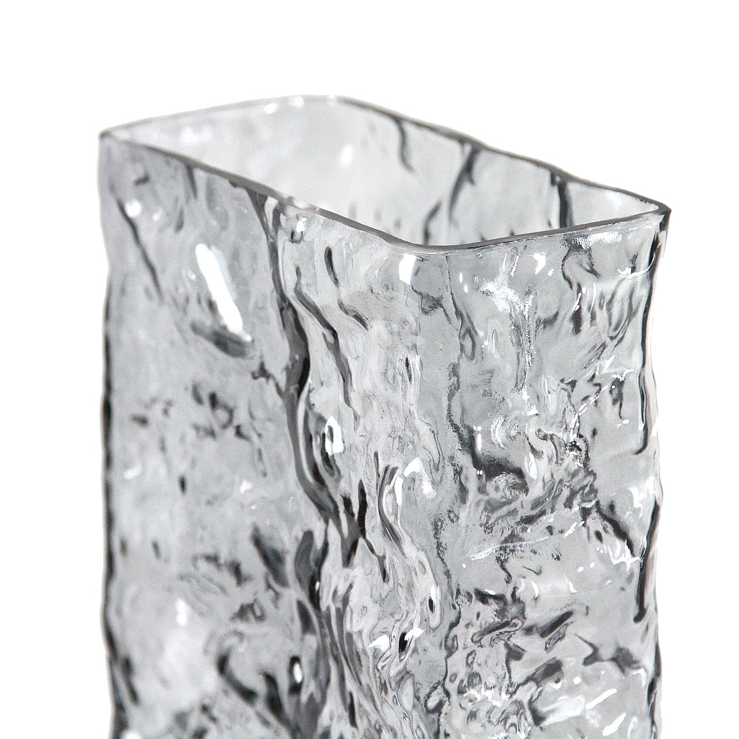 Galore Home Glacial Vaso in Vetro Rettangolare Clear Testurizzato