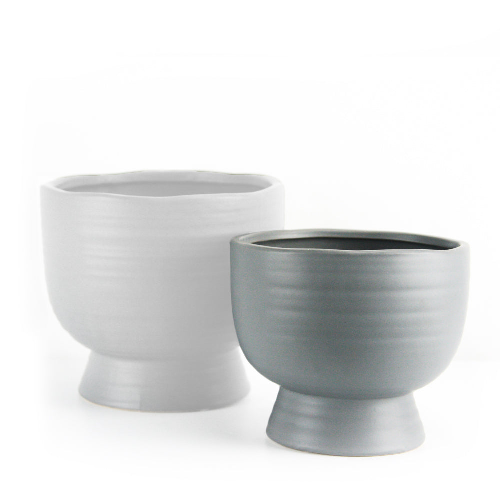 Galore Home Mid Century Short Vaso Ceramica Small Bianco Satinato