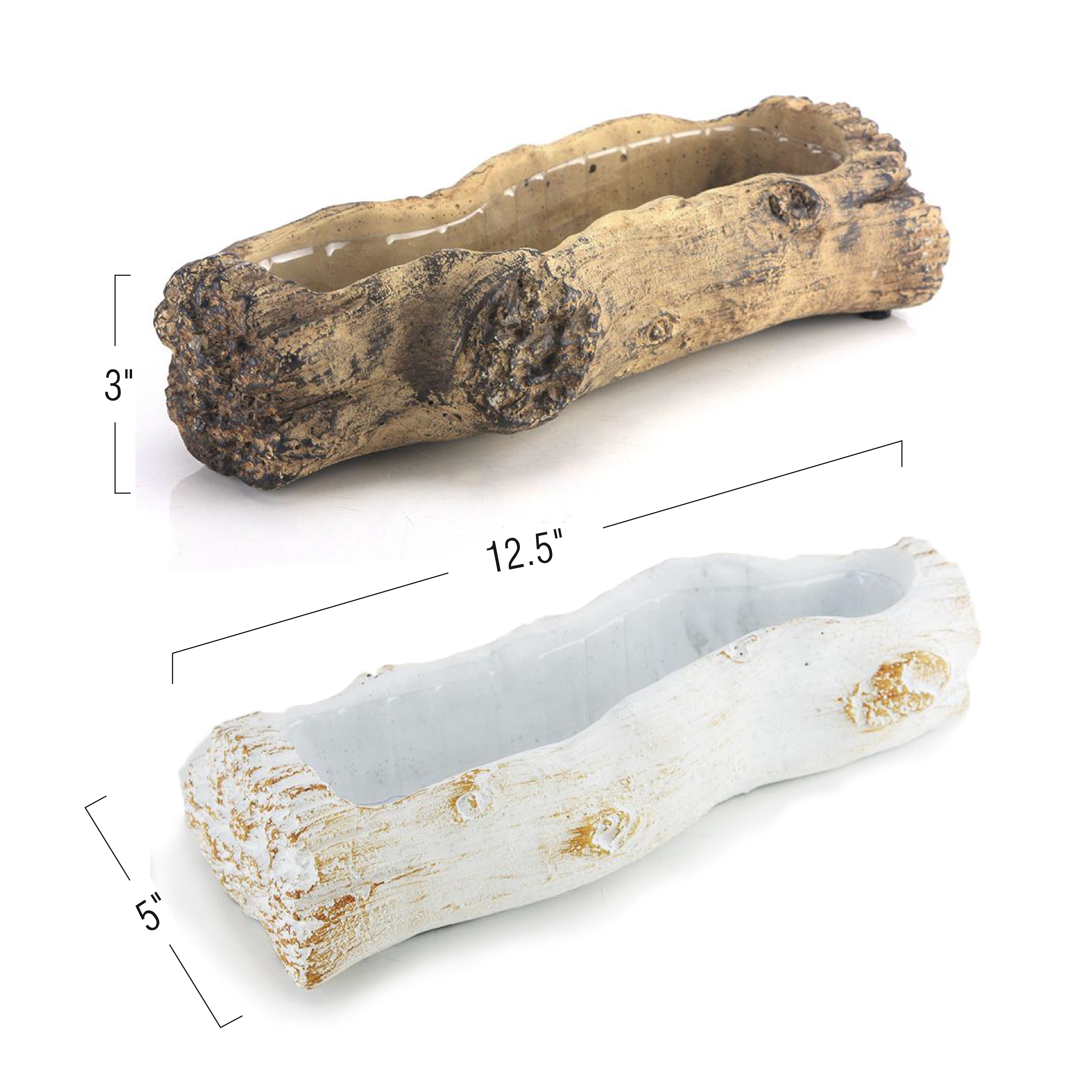 Galore Home Ceramic Log Fioriera Ceramica Tronco Bianca