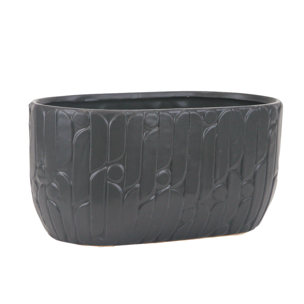 Galore Home Ridged vaso ceramica nero rigato