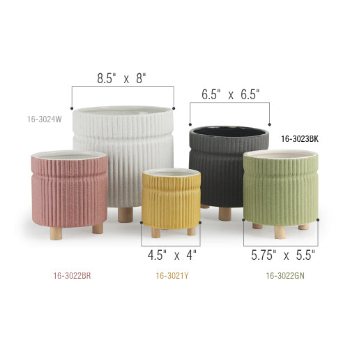 Galore Home Ridged Tripod vaso ceramica medium bianco