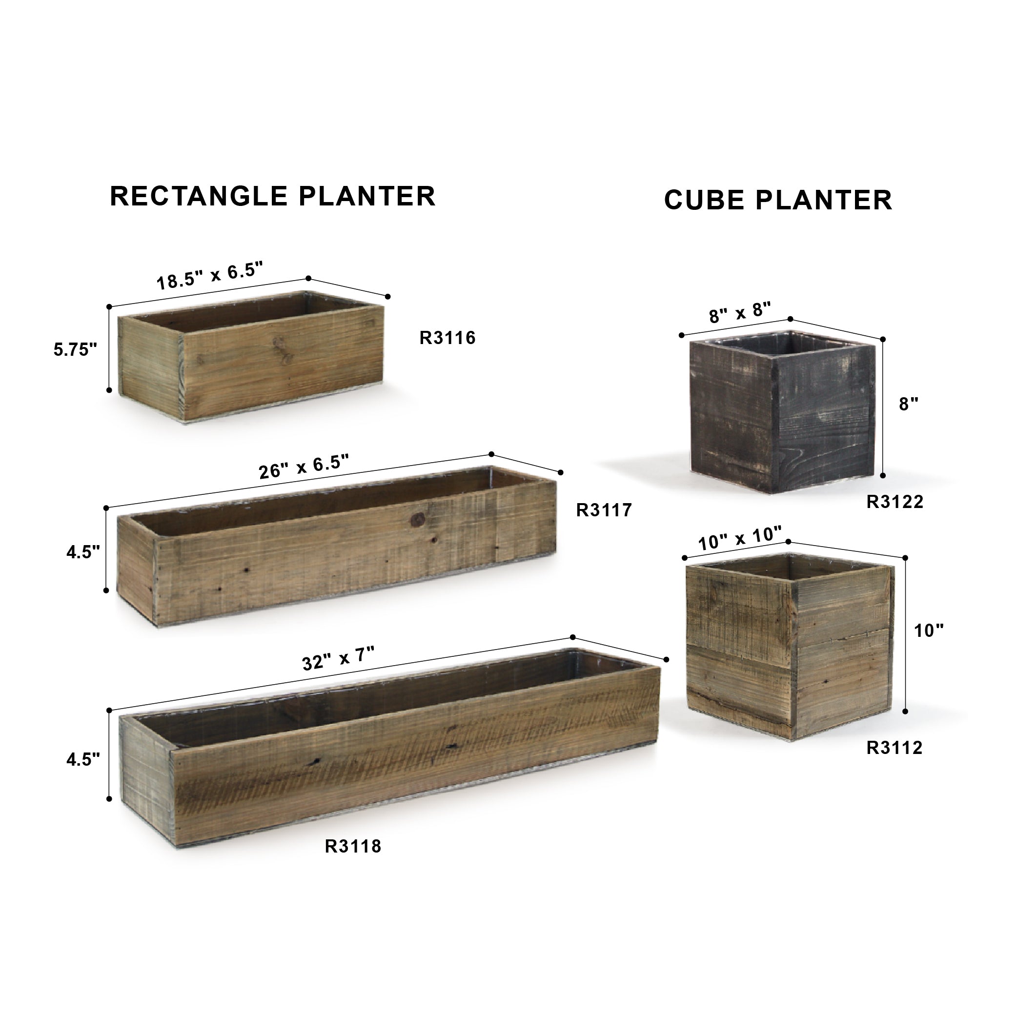 Galore Home Reclaimed Wood fioriera R3118 naturale