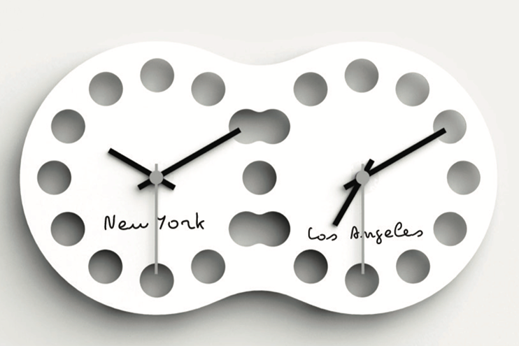 Cyrcus Design Jetlag orologio parete doppio fuso acciaio