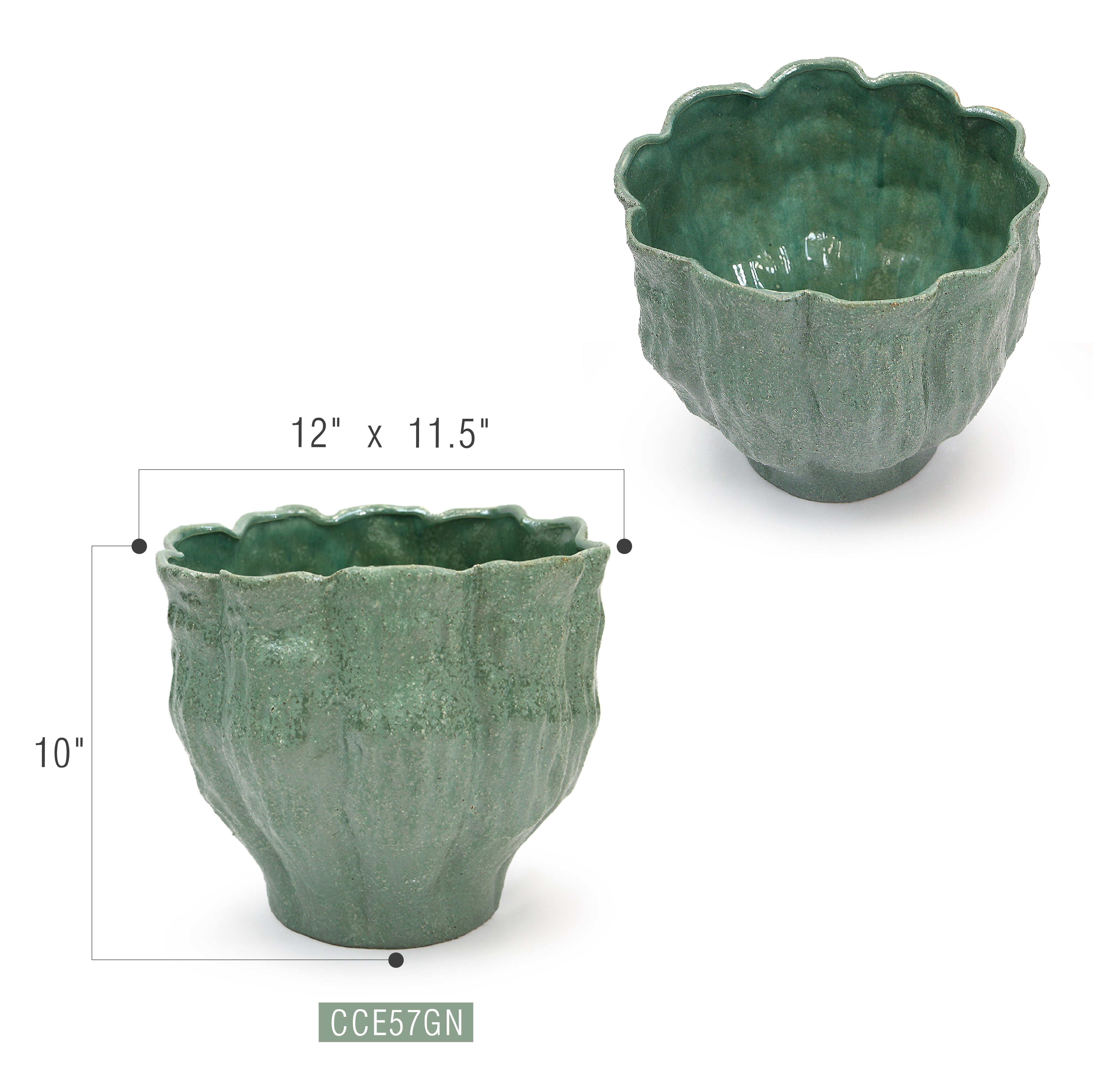 Galore Home Blossom Unfold vaso ceramica verde bocciolo