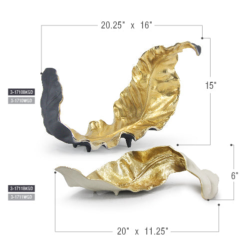 Galore Home Entwined Leaf scultura metallo nero oro large