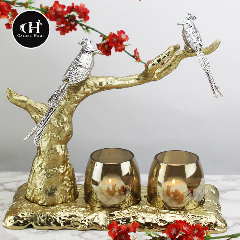Galore Home Cardinal portacandele cardinali oro vetro
