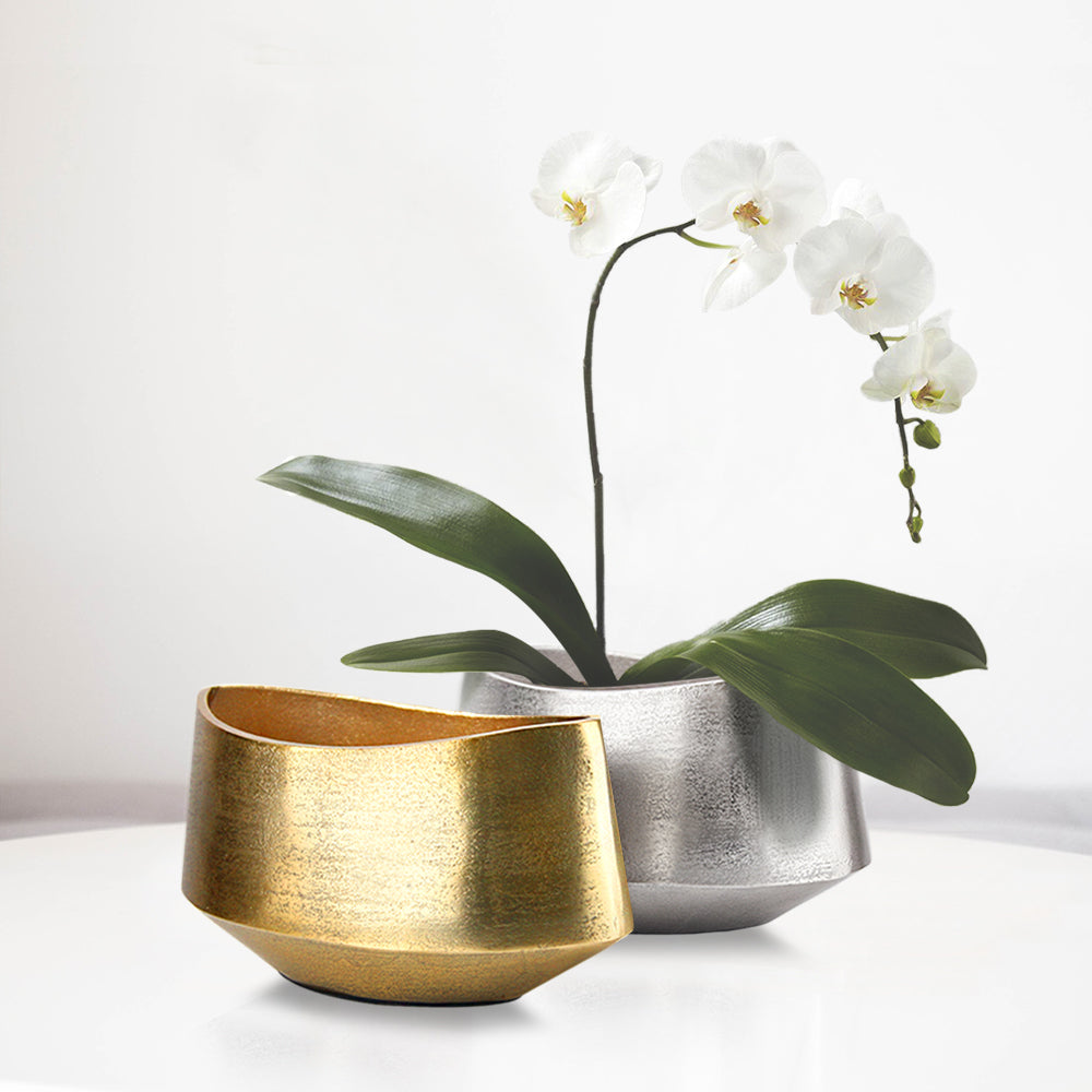 Galore Home Ellipse vaso centrotavola in alluminio oro
