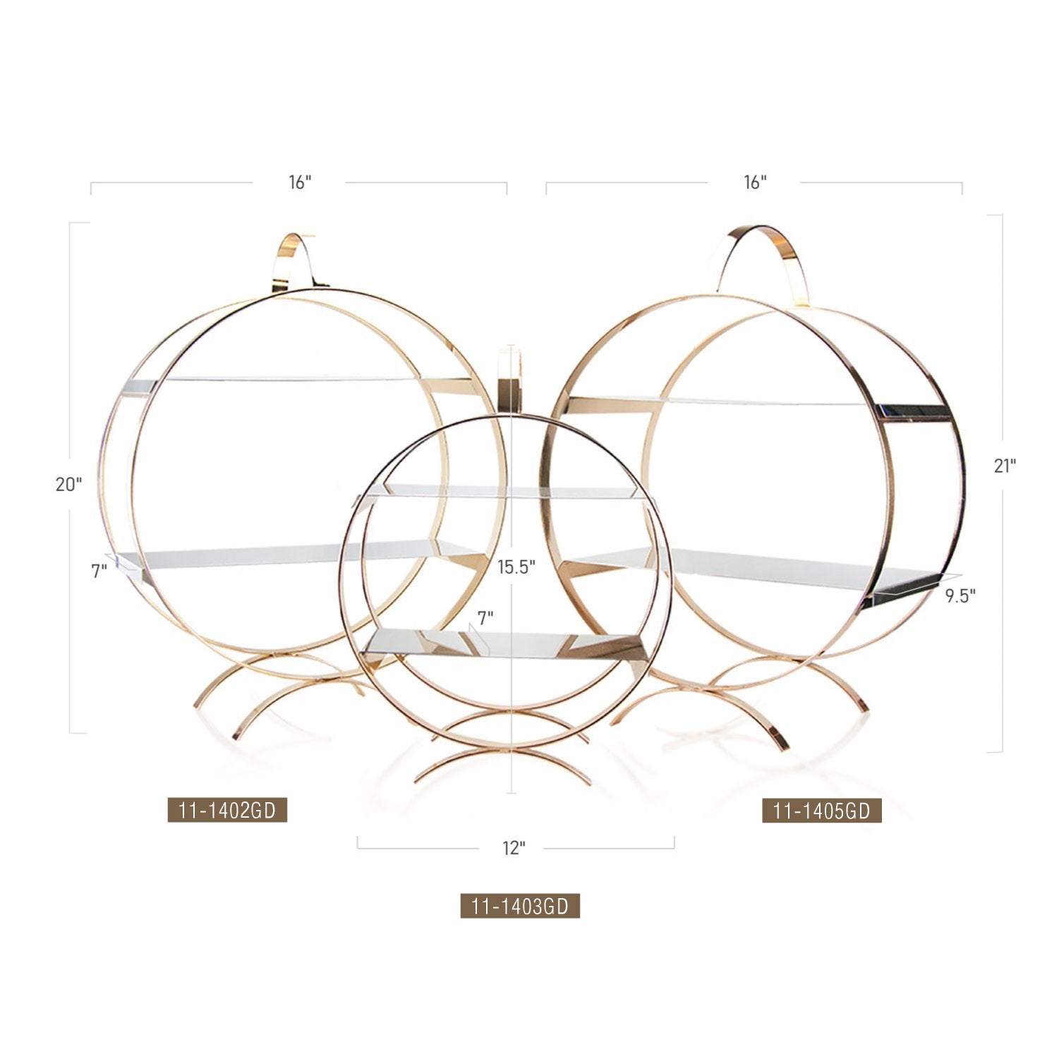 Galore Home Equinox alzata dolci due piani oro grande