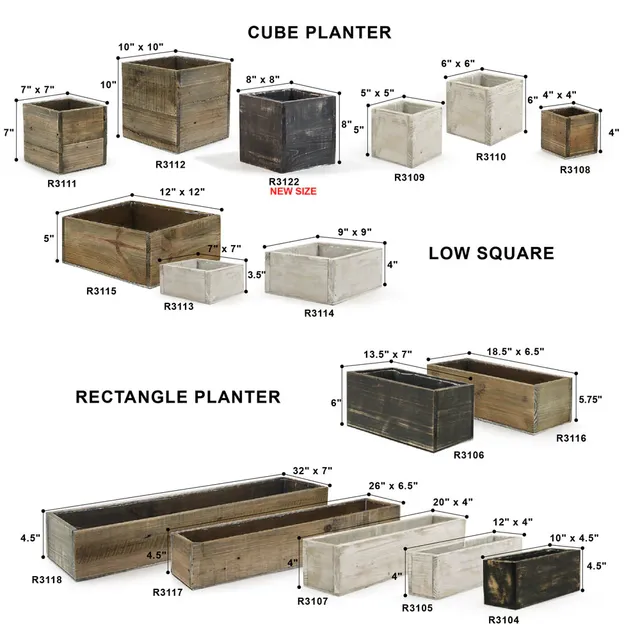 Galore Home Reclaimed Wood Fioriera Legno Rettangolare R3118 Naturale