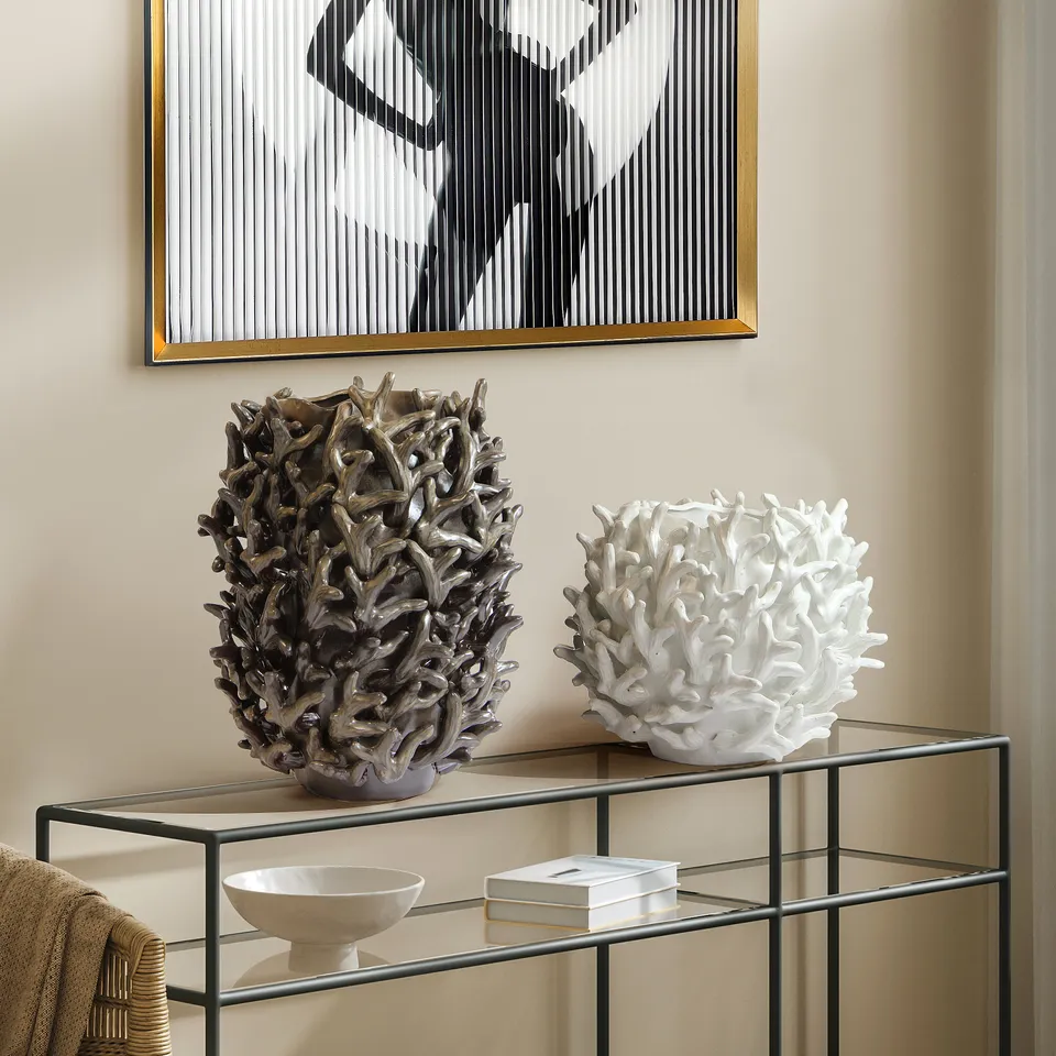 Galore Home Reefform vaso ceramica bianco 31,8 cm