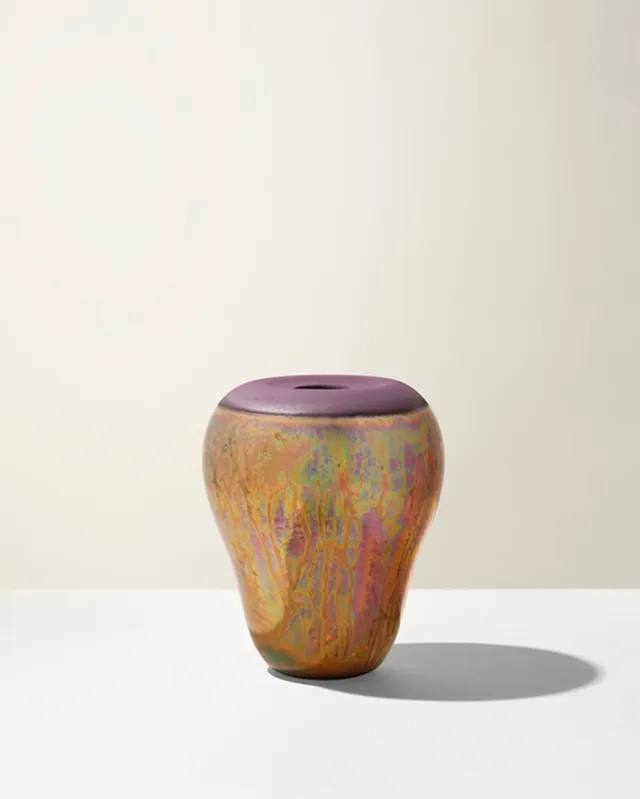 Ceramica Gatti 1928 Cratere CC31 vaso indigo riflessi metallici