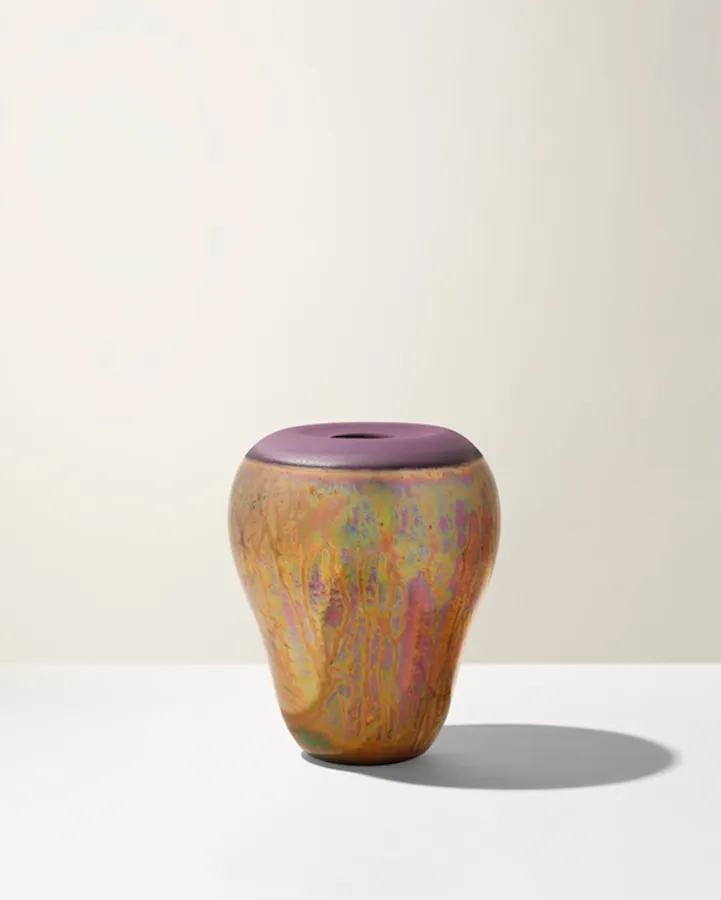 Ceramica Gatti 1928 Cratere CC31 vaso indigo riflessi metallici