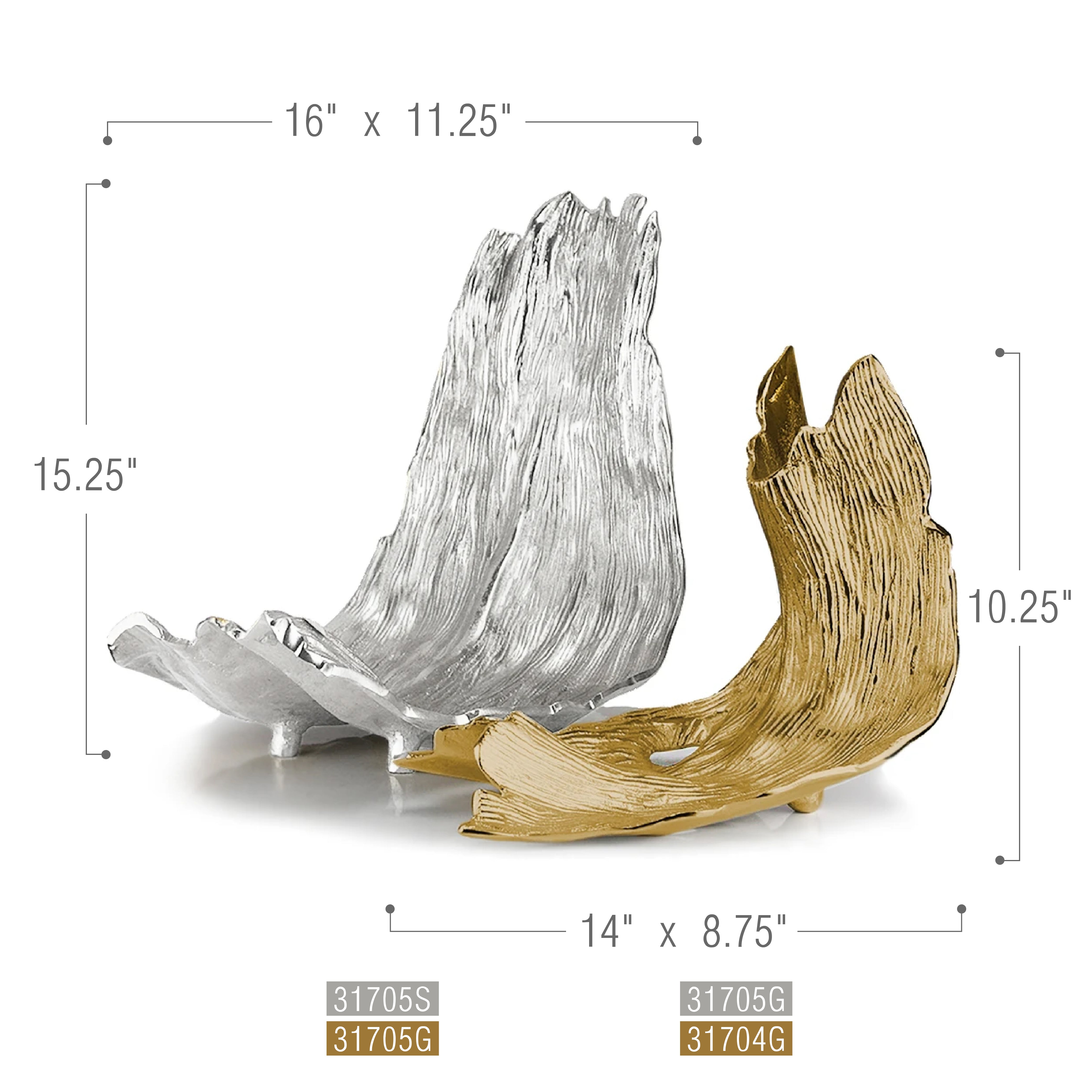 Galore Home Gilded Wave scultura alluminio oro L