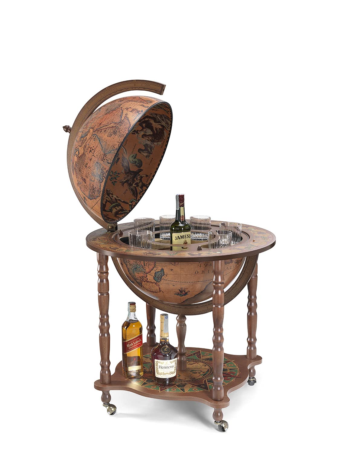 Zoffoli Dedalo mappamondo bar da terra vintage 68x68x99 cm