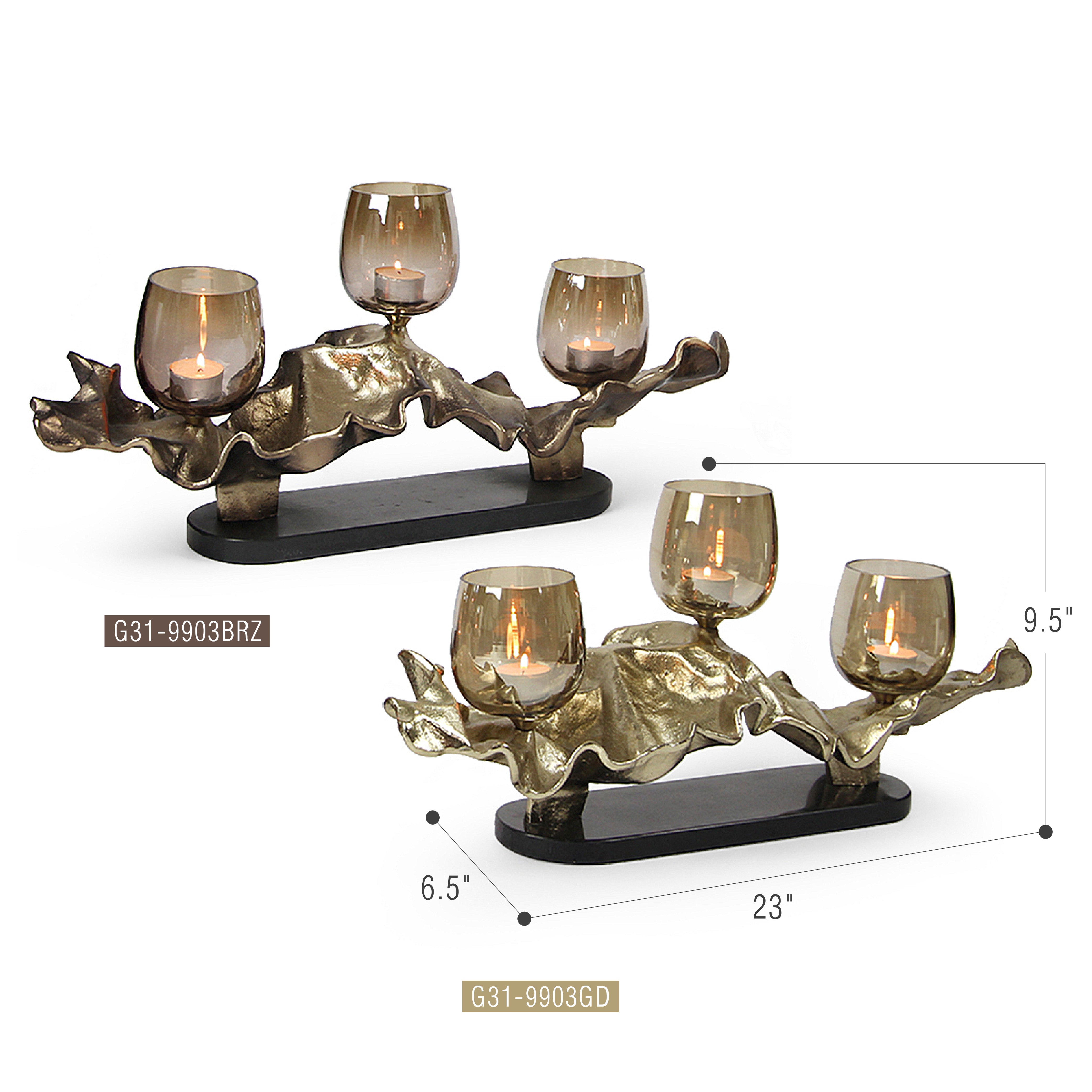 Galore Home Trinity Glow G31-9903 portacandele bronzo