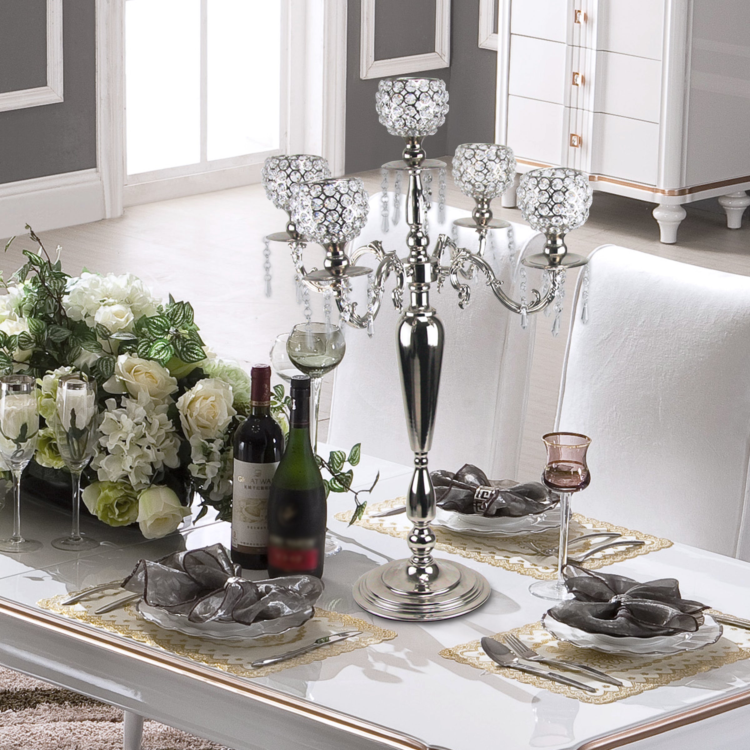 Galore Home Crystal Candelabra candelabro 5 bracci