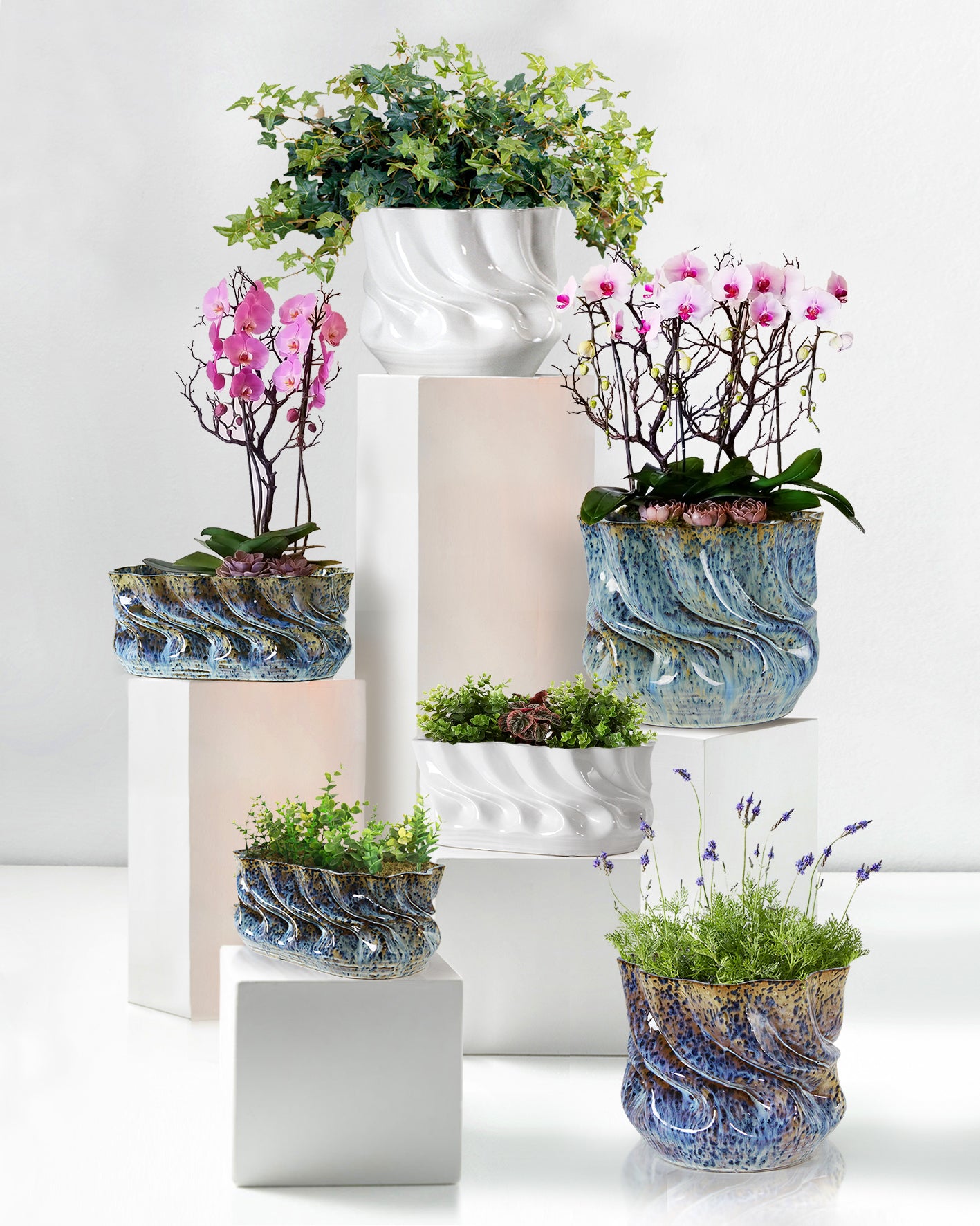 Galore Home Ocean Tides vaso blu ovale piccolo