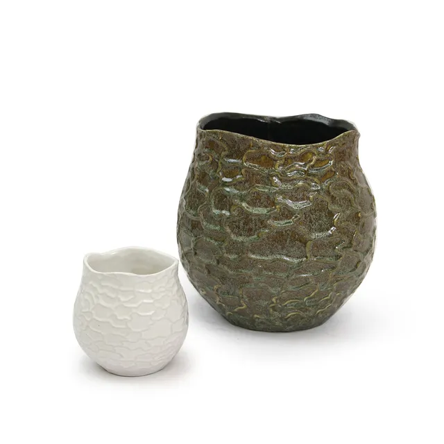 Galore Home Eclipse Vessel vaso ceramica verde piccolo