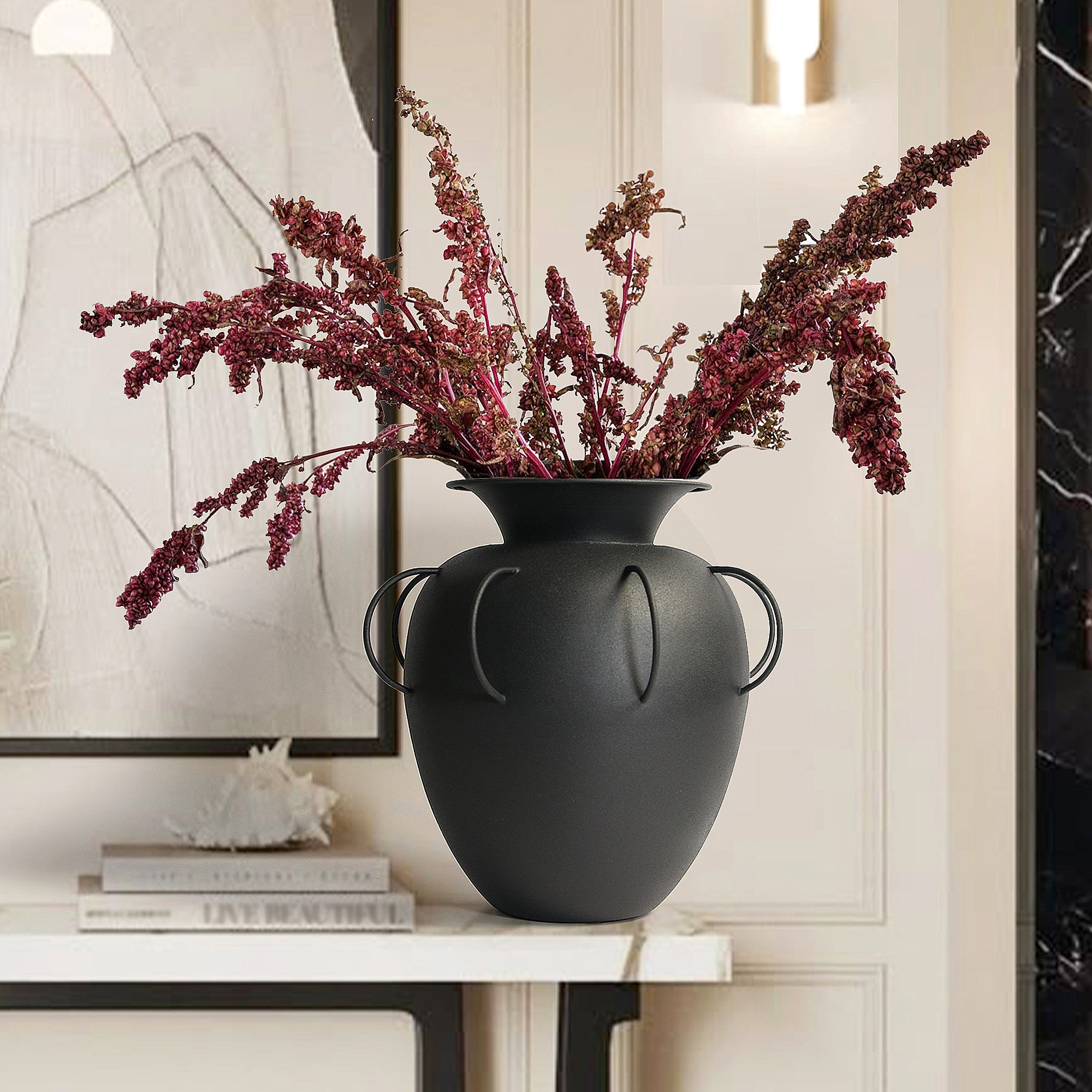 Galore Home Aurea Jar vaso in metallo nero opaco
