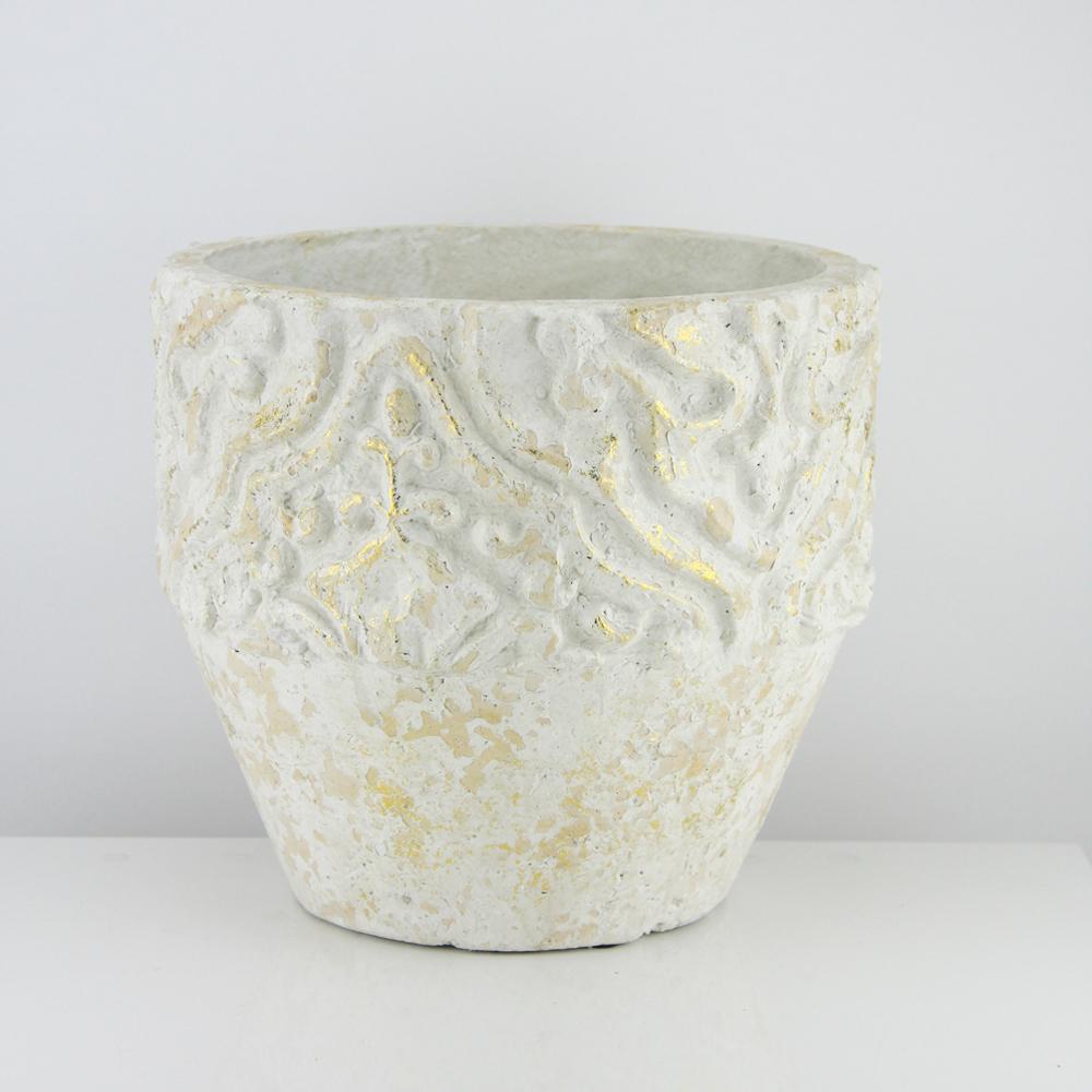 Galore Home Distressed portavaso ceramica bianco oro piccola