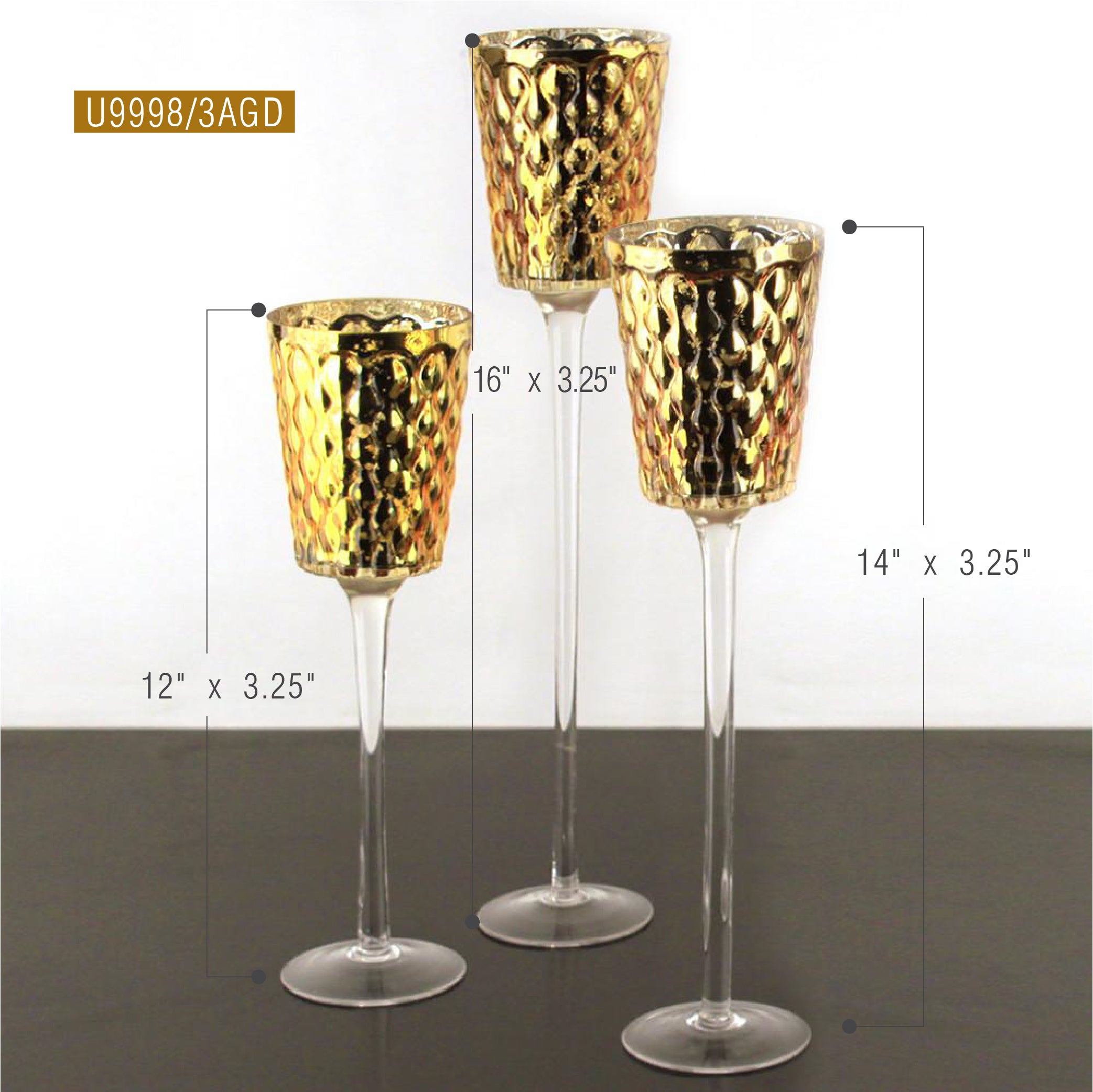 Galore Home Classic Votive set 3 portacandele oro