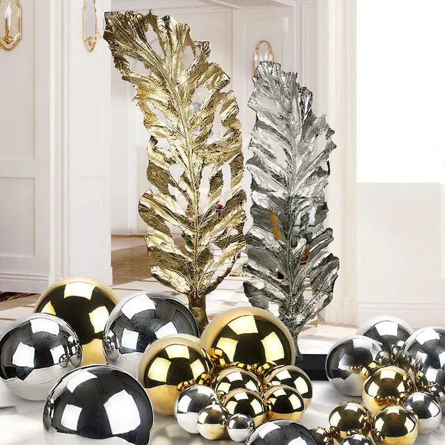 Galore Home Foglia scultura metallo oro grande 185 cm