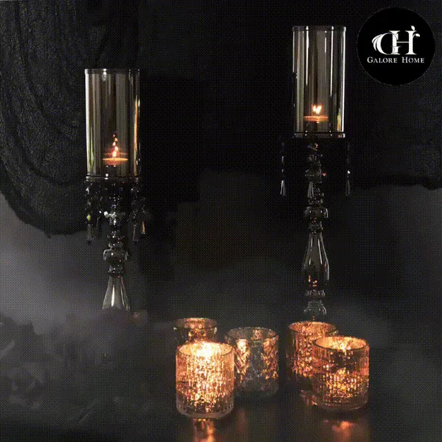 Galore Home Black Crystal portacandele grande nero