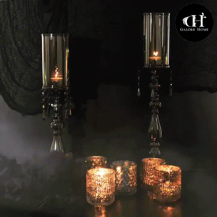 Galore Home Black Crystal portacandele grande nero