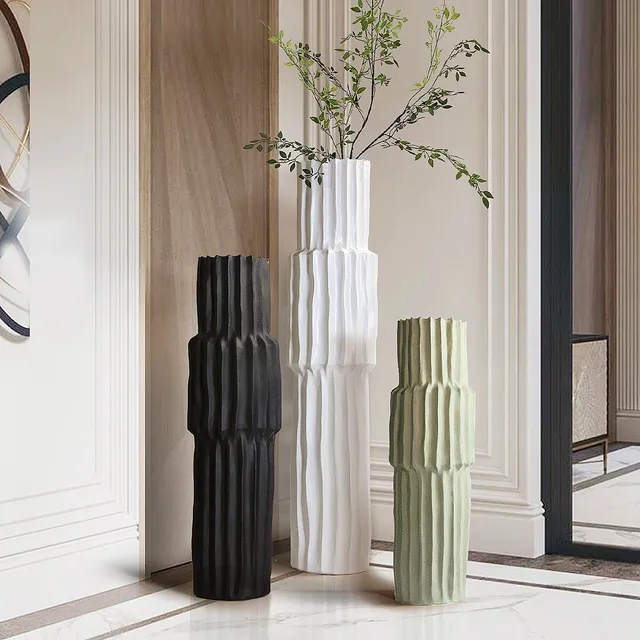 Galore Home Fluted vaso pavimento ceramica nero grande