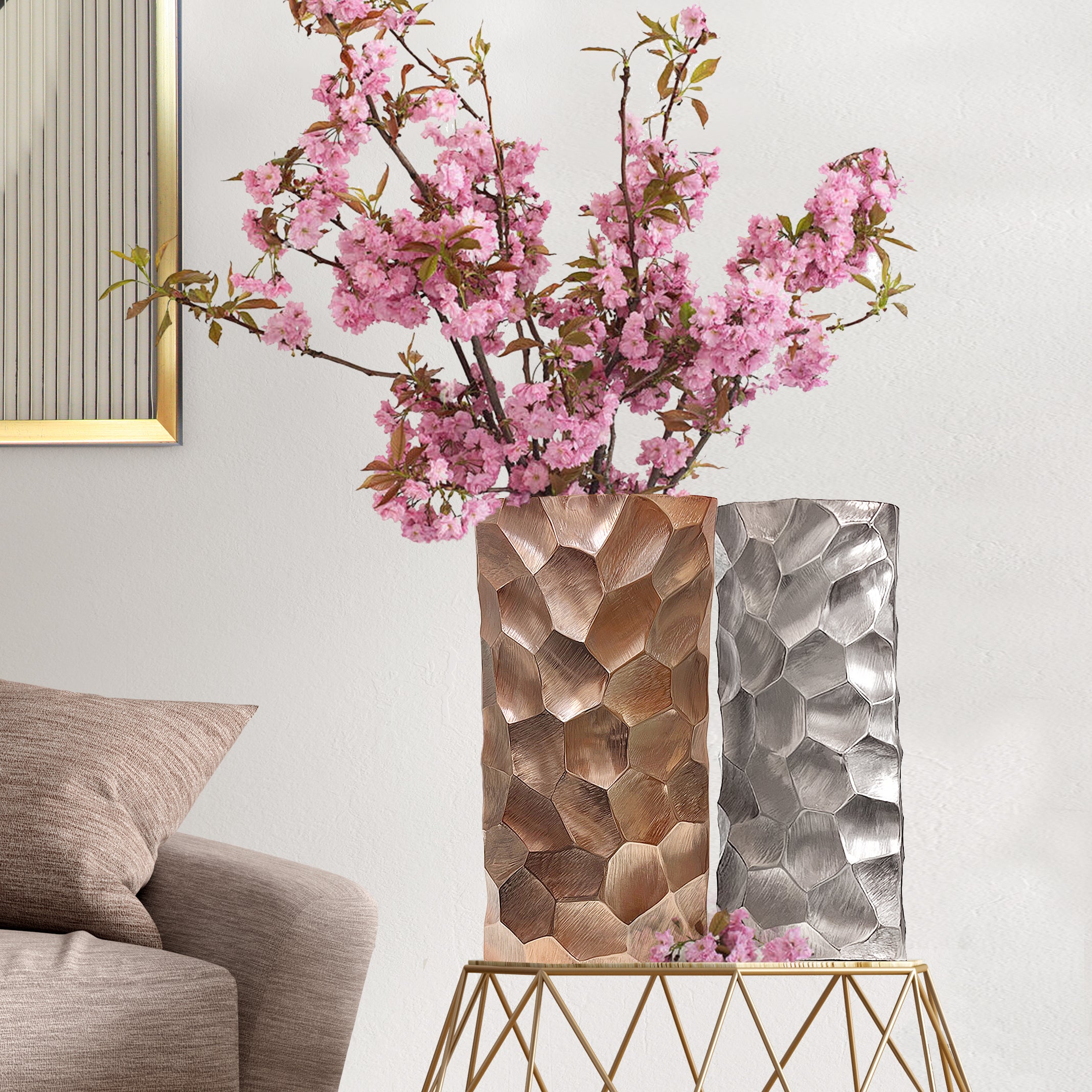 Galore Home Tapered 3-2045 vaso in metallo medio rame martellato