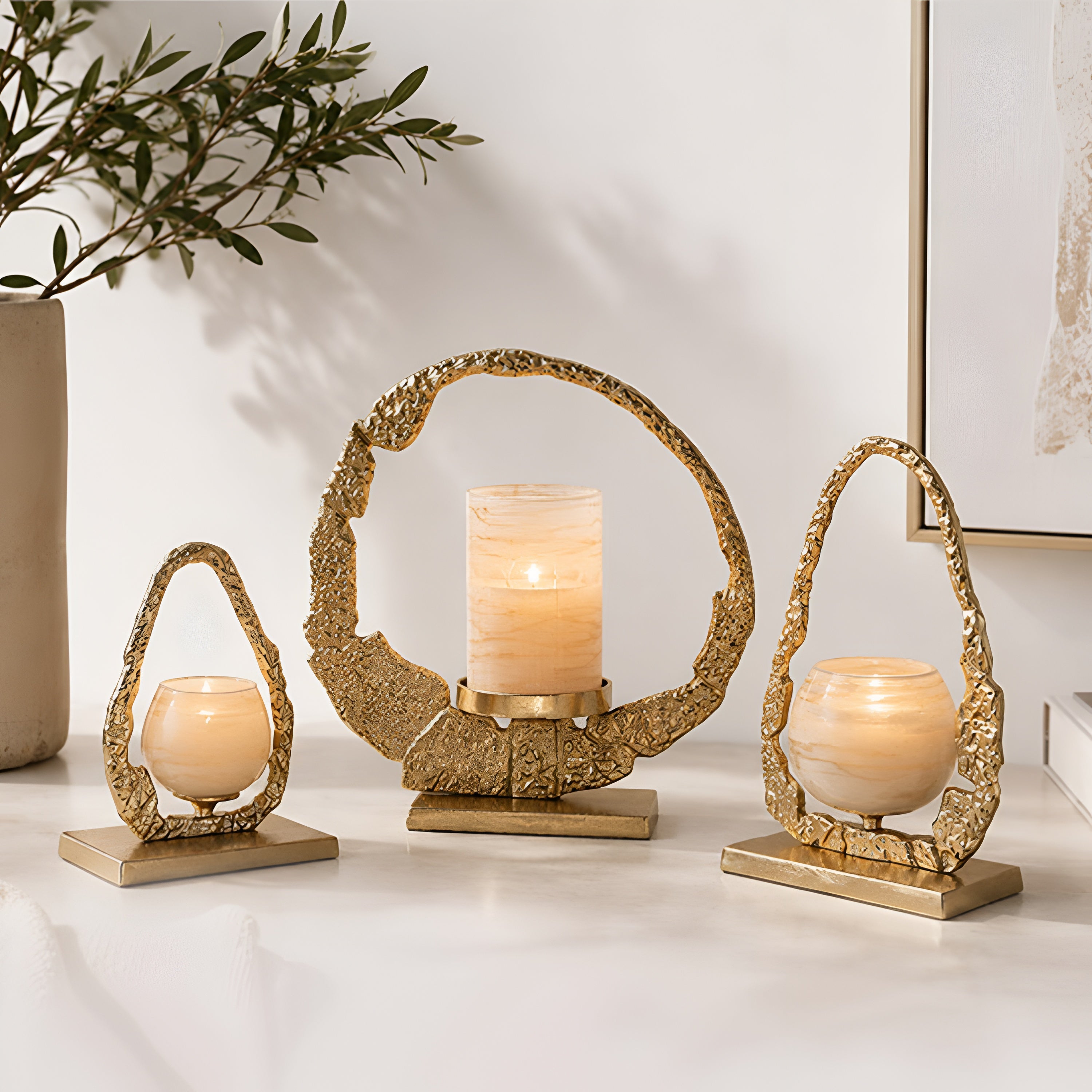 Galore Home Gilded Halo portacandele oro small