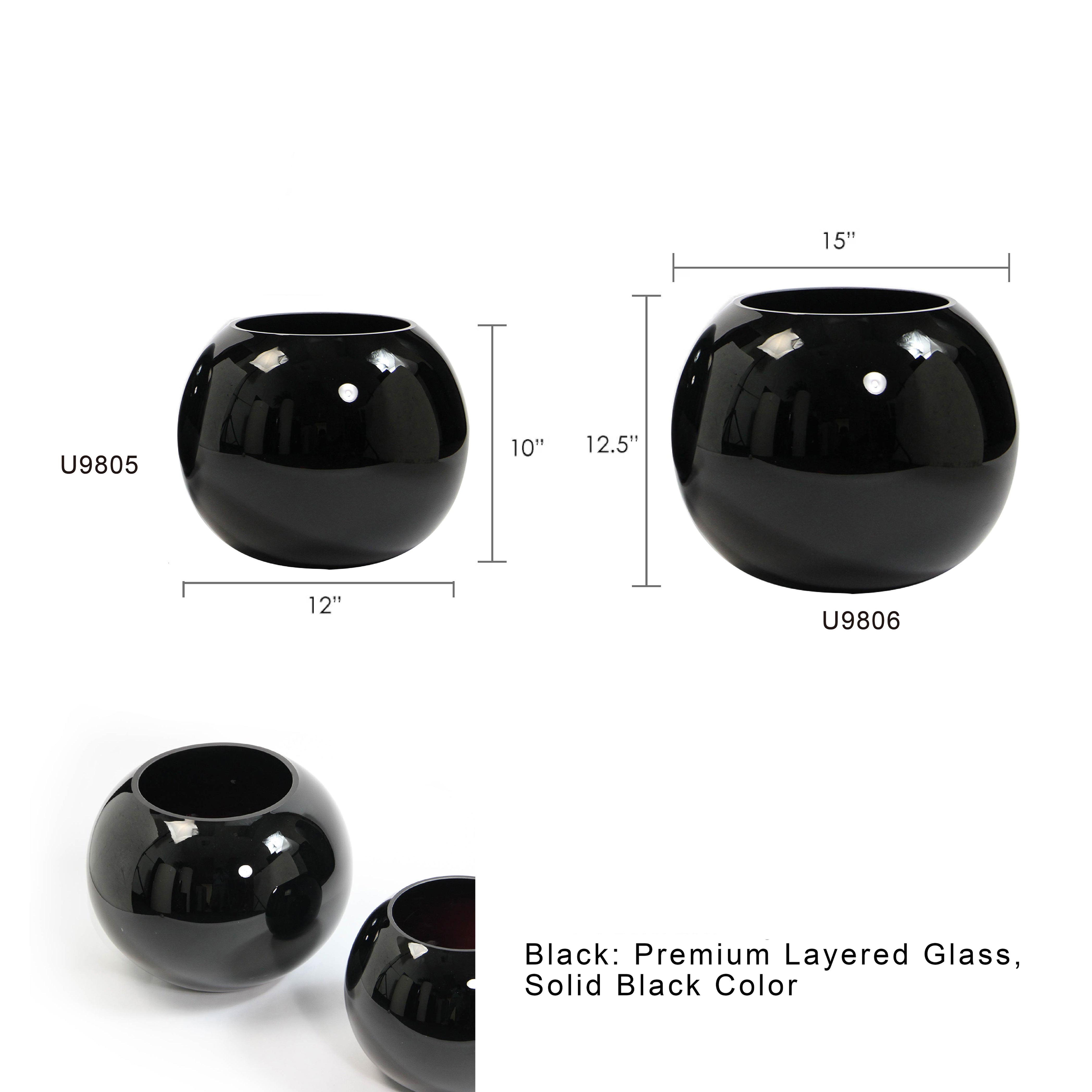Galore Home Bubble U9805 vaso vetro nero piccolo 25 cm