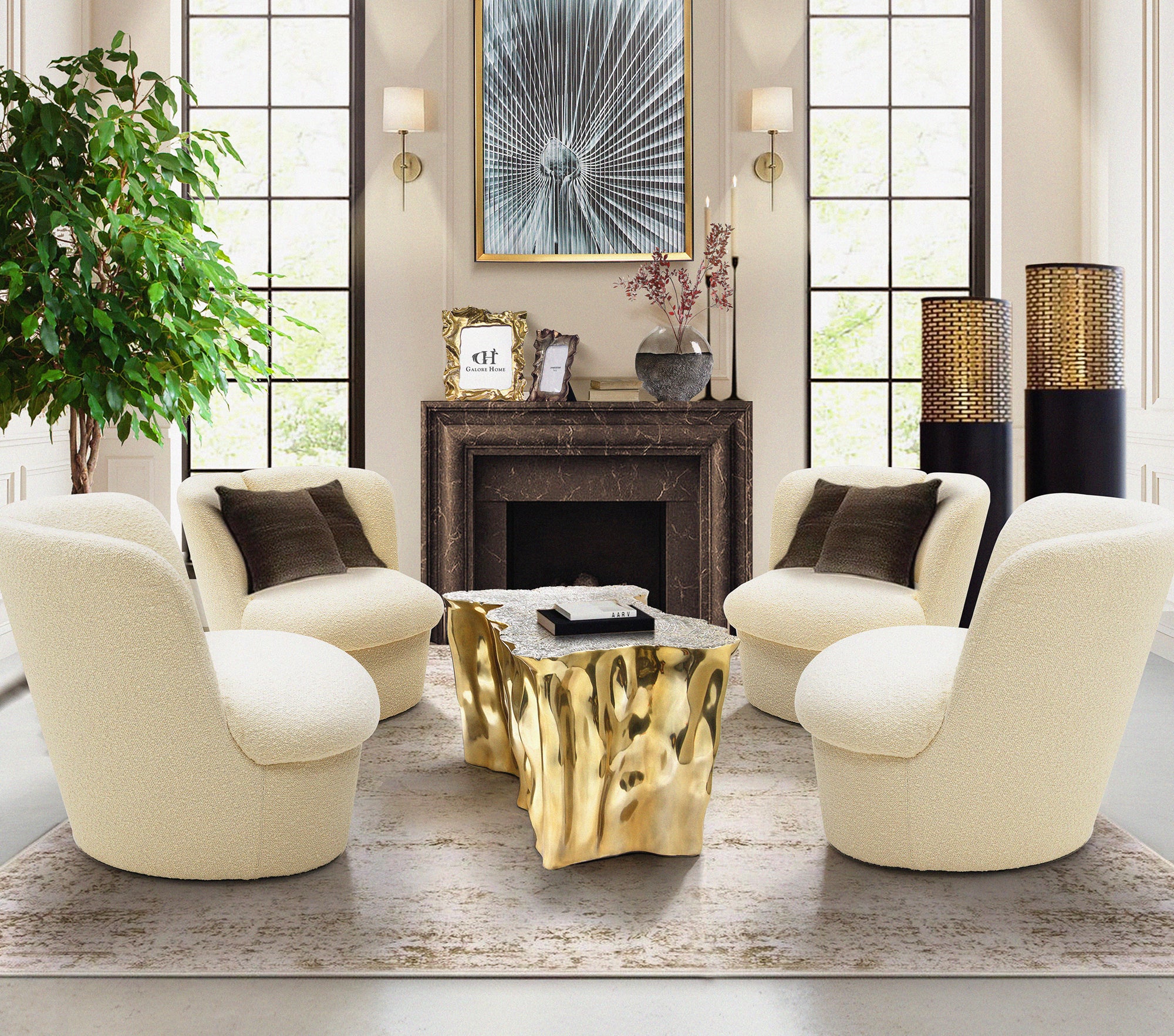 Galore Home Bliss poltrona bouclé grigia imbottita