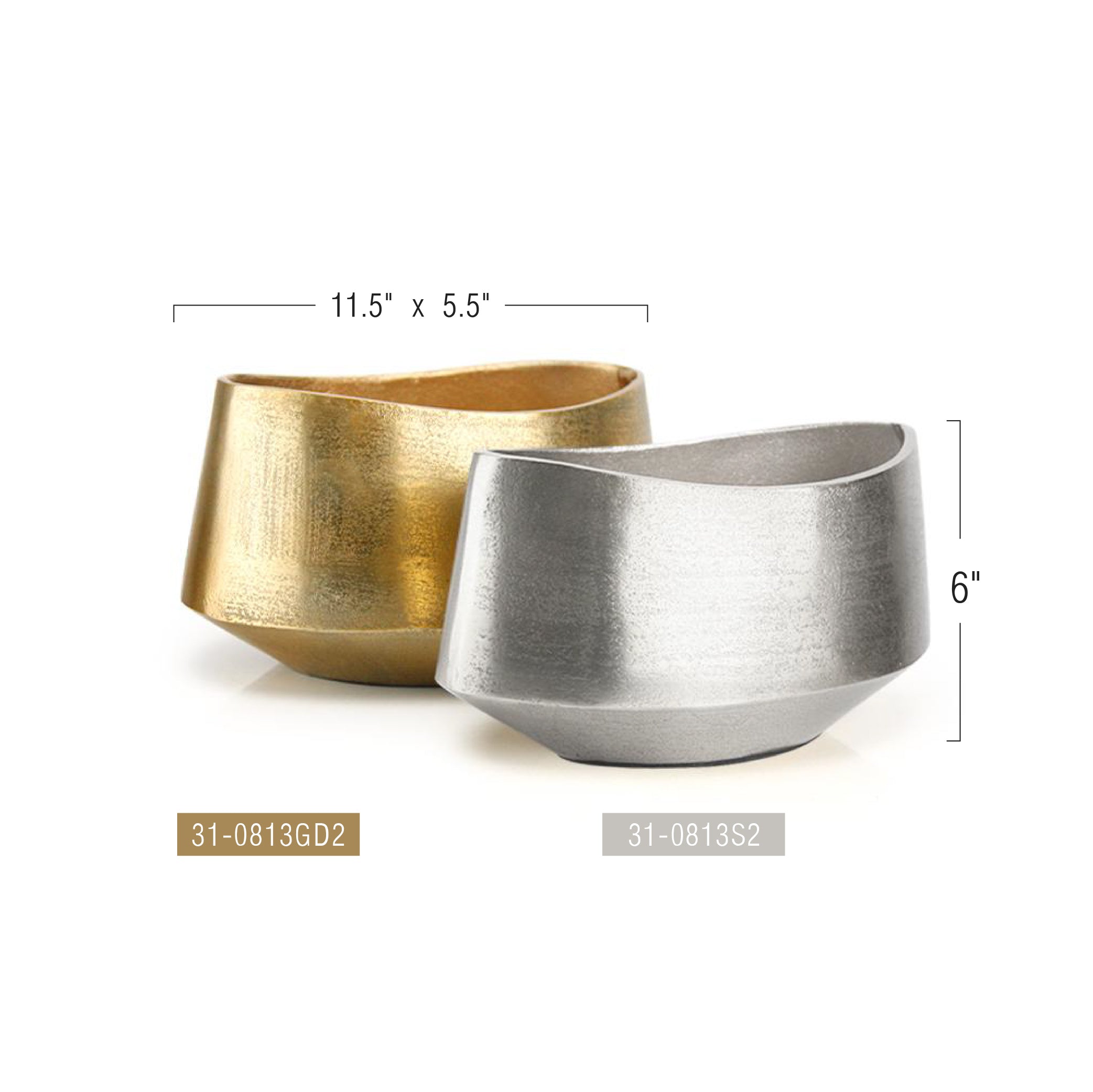 Galore Home Ellipse vaso centrotavola in alluminio oro